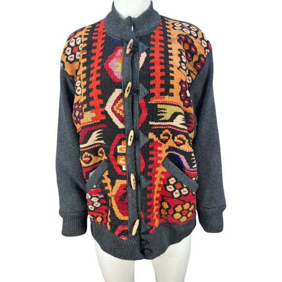 Vintage Leather & Kilim Product by SAO Wool Jacket Sz Large Unisex - Picture 2 of 11